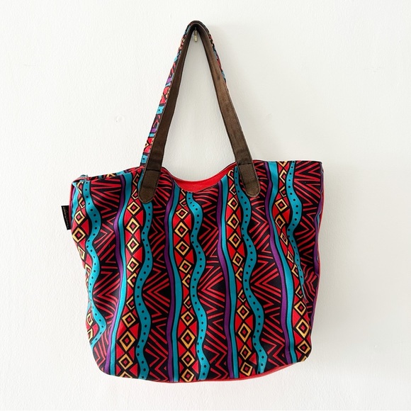 Laurel Burch Colorful Cats Artsy Canvas Shoulder Bag Tote Purse - Picture 2 of 7